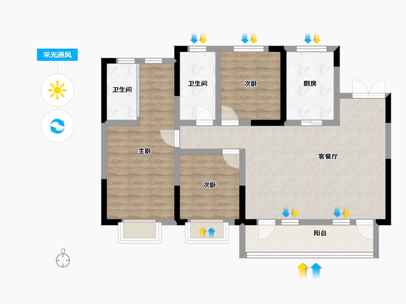 河北省-邢台市-龙门御府-92.41-户型库-采光通风