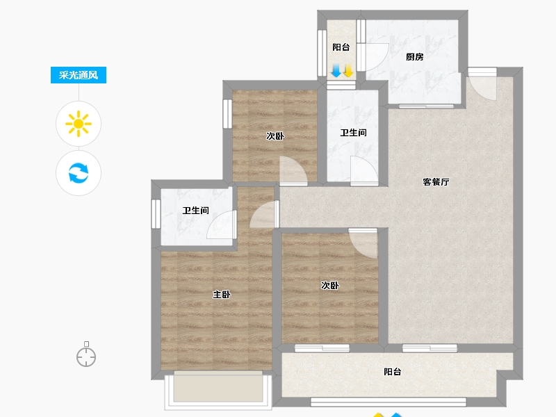 四川省-南充市-安澜官邸-75.64-户型库-采光通风