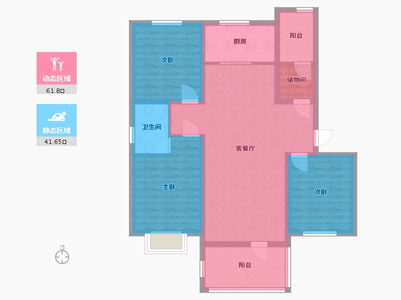 河北省-石家庄市-温泉小区-104.57-户型库-动静分区