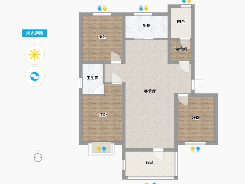 河北省-石家庄市-温泉小区-104.57-户型库-采光通风