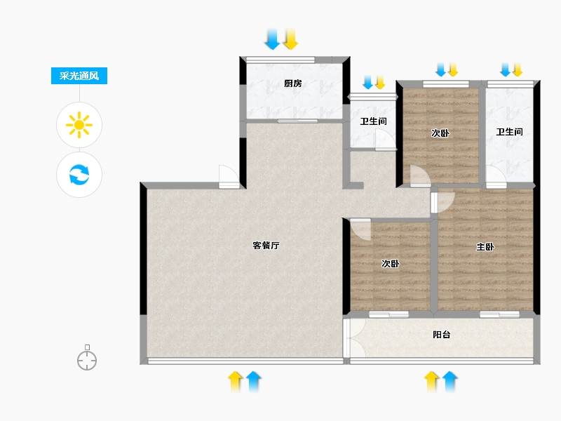 安徽省-合肥市-伟星玖峯汇-121.00-户型库-采光通风