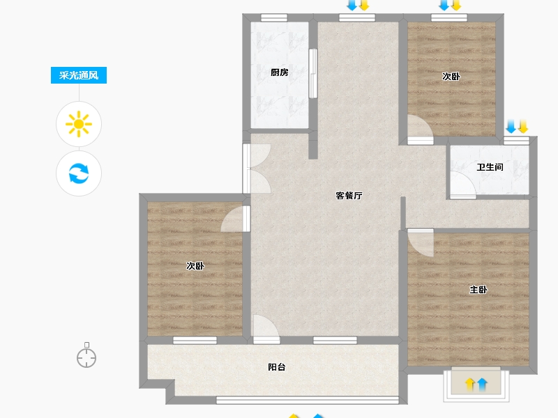 山东省-潍坊市-枫华雅园-102.89-户型库-采光通风