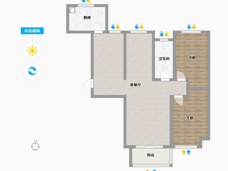 山东省-济南市-胜开世纪城-95.20-户型库-采光通风