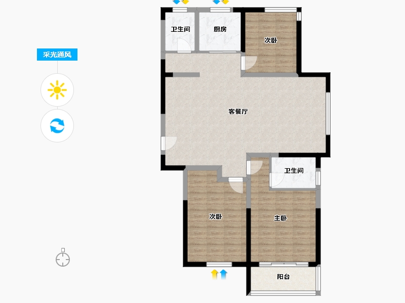 山东省-德州市-德房正宁居-108.94-户型库-采光通风