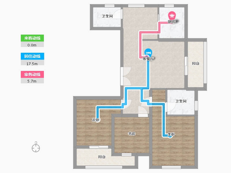 浙江省-杭州市-水畔华庭-96.00-户型库-动静线