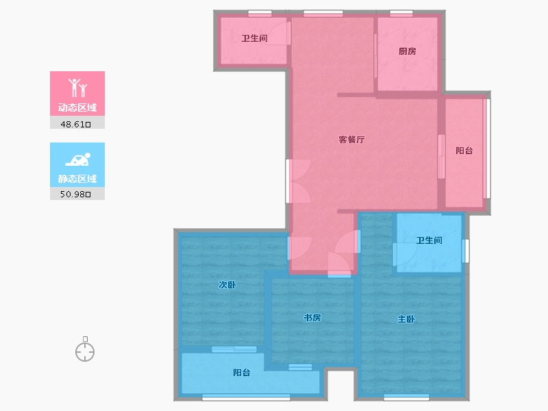 浙江省-杭州市-水畔华庭-96.00-户型库-动静分区