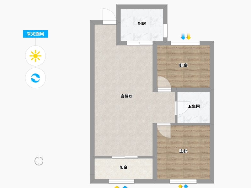 山东省-青岛市-保利时代-62.00-户型库-采光通风