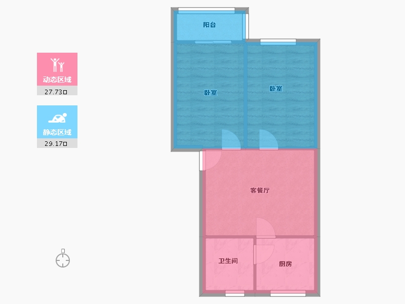 四川省-成都市-中国水电基础局宿舍-51.36-户型库-动静分区