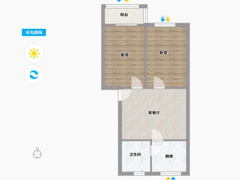 四川省-成都市-中国水电基础局宿舍-51.36-户型库-采光通风