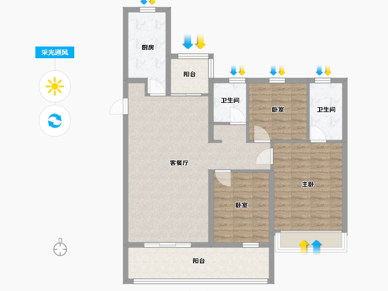 湖北省-荆门市-湖北交投汉津华园-100.15-户型库-采光通风