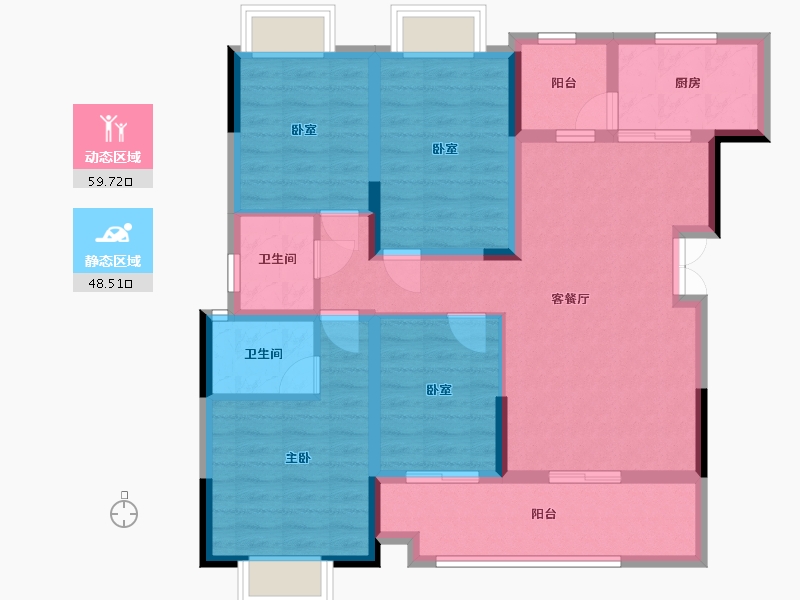 重庆-重庆市-蓝垭丽都-105.71-户型库-动静分区