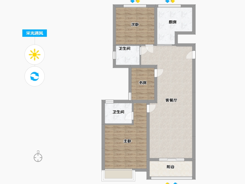 浙江省-嘉兴市-万兴苑-87.13-户型库-采光通风