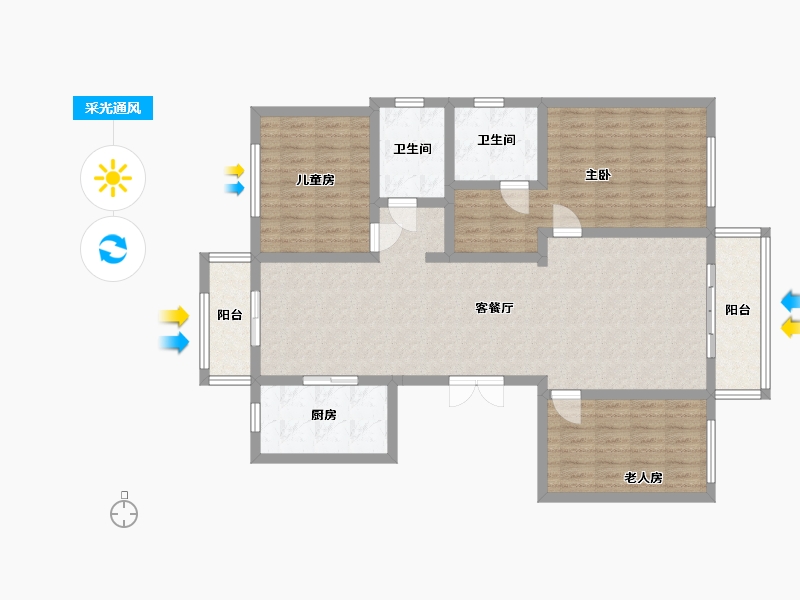 河北省-张家口市-凤凰城-122.40-户型库-采光通风