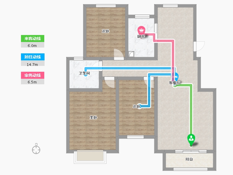 天津-天津市-亚泰澜公馆-105.00-户型库-动静线