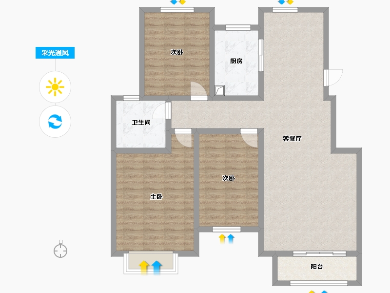 天津-天津市-亚泰澜公馆-105.00-户型库-采光通风