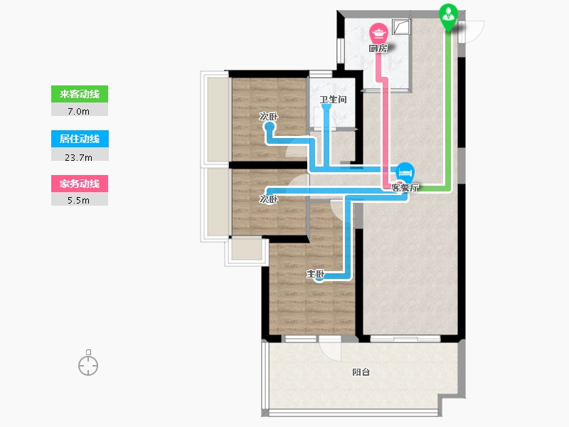 广东省-惠州市-维港湾花园5期N户型-86.40-户型库-动静线