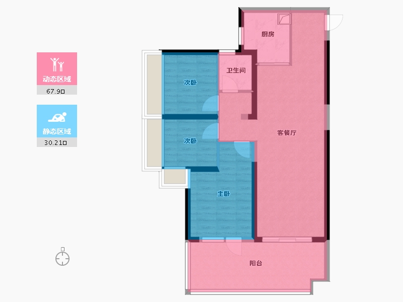 广东省-惠州市-维港湾花园5期N户型-86.40-户型库-动静分区