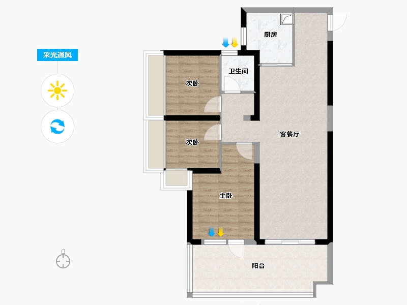 广东省-惠州市-维港湾花园5期N户型-86.40-户型库-采光通风