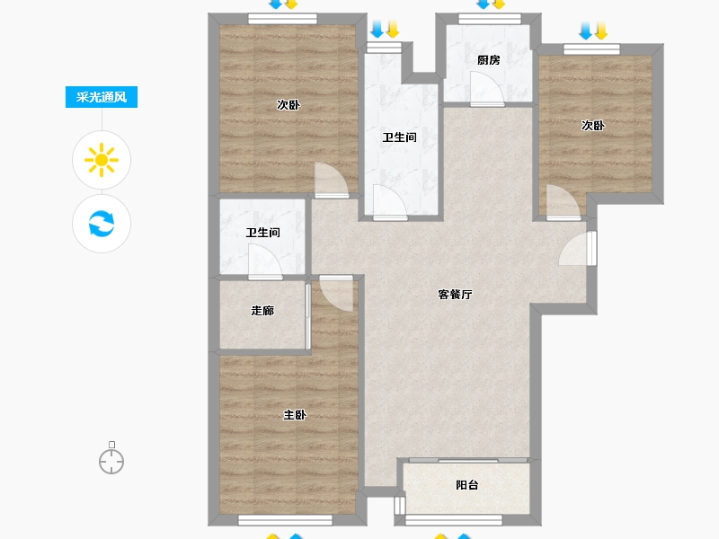 山西省-太原市-阳光揽胜三期-120.00-户型库-采光通风