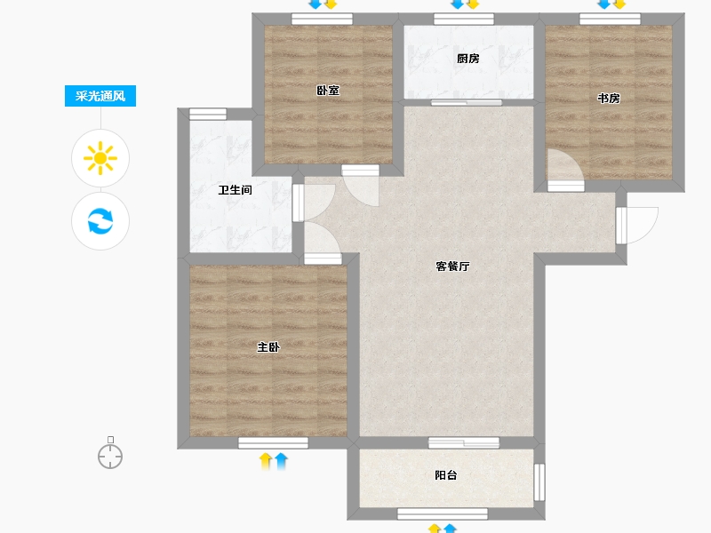 陕西省-宝鸡市-铂悦府-95.00-户型库-采光通风