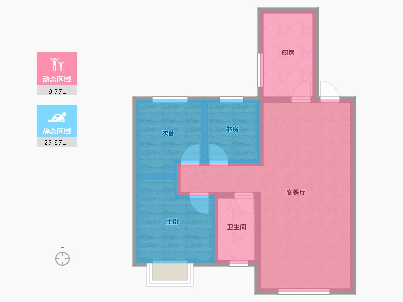 新疆维吾尔自治区-阿克苏地区-农一师第四家属院-87.66-户型库-动静分区