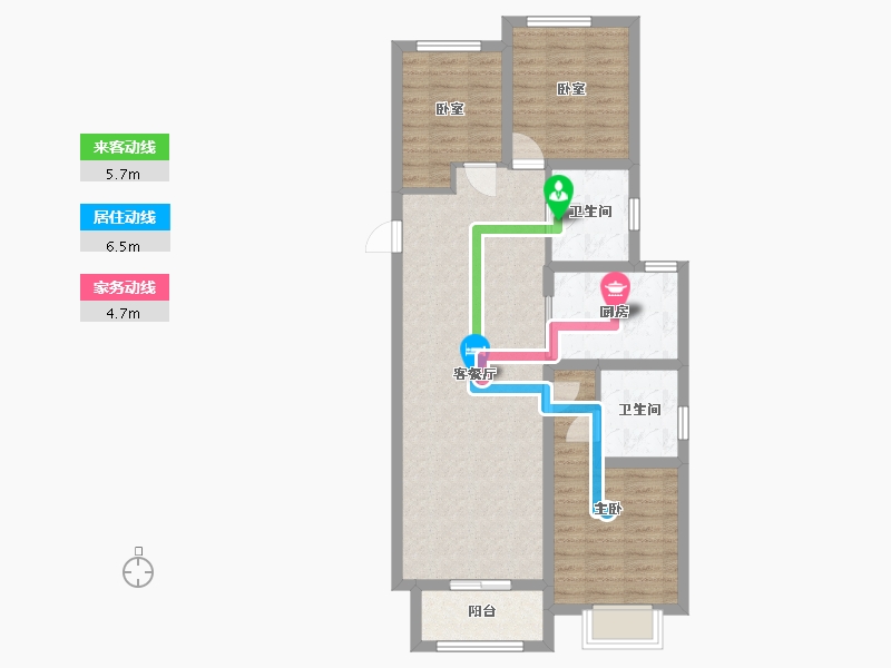 河北省-廊坊市-北辰香麓-95.74-户型库-动静线