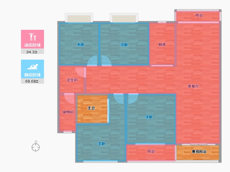 江苏省-扬州市-水木南庭-159.83-户型库-动静分区