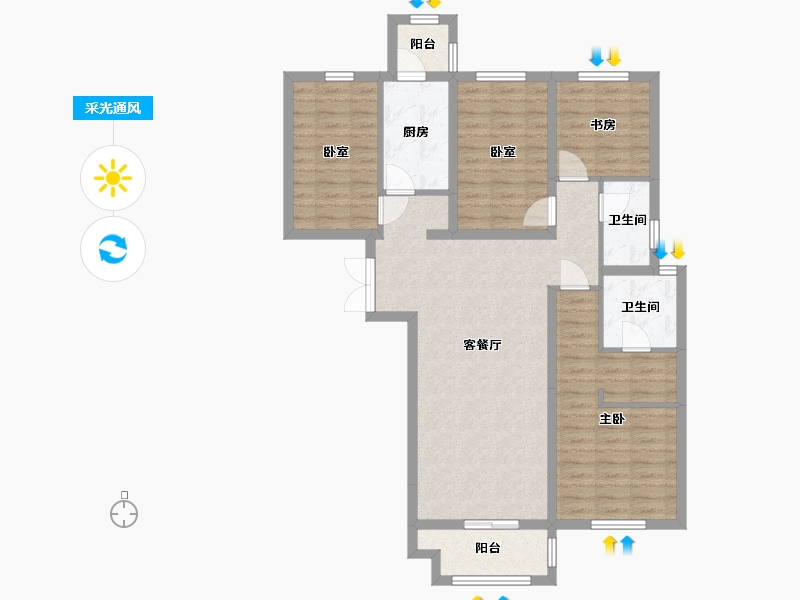 河南省-郑州市-老鸦陈新村安置房-117.28-户型库-采光通风