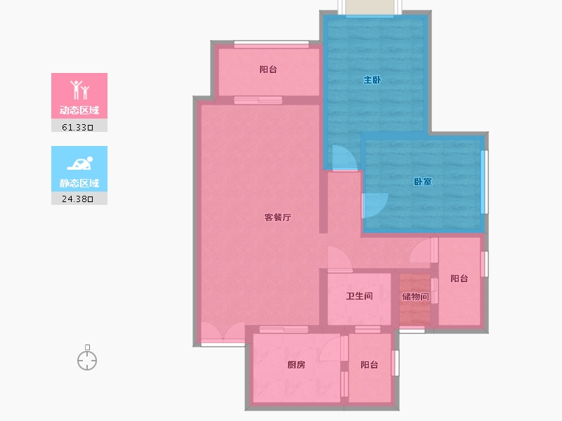 重庆-重庆市-晋愉V时代-75.34-户型库-动静分区