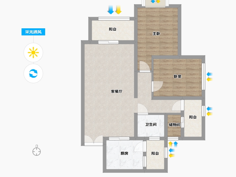 重庆-重庆市-晋愉V时代-75.34-户型库-采光通风