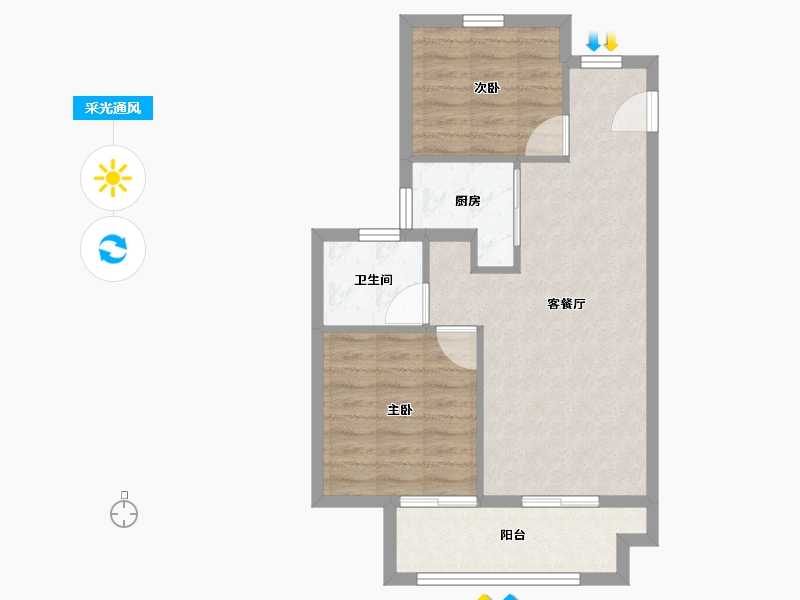 浙江省-宁波市-耀悦云庭项目-58.80-户型库-采光通风