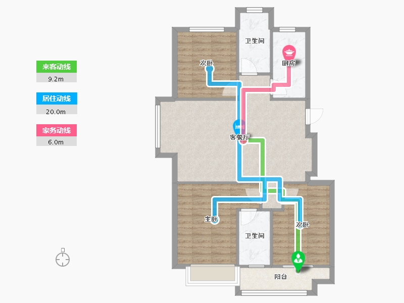 浙江省-金华市-新鸿广场-89.00-户型库-动静线