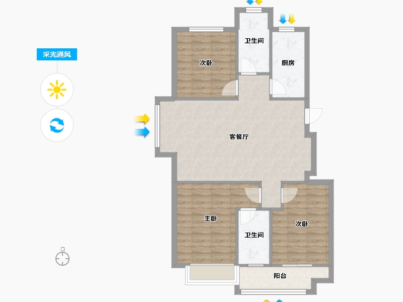 浙江省-金华市-新鸿广场-89.00-户型库-采光通风