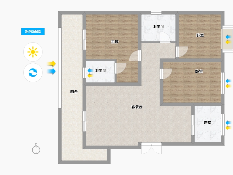 陕西省-汉中市-庆华兴庆家园-105.90-户型库-采光通风