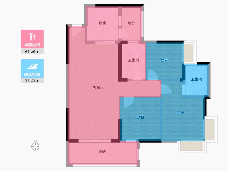 湖南省-衡阳市-合兴清华园-90.04-户型库-动静分区