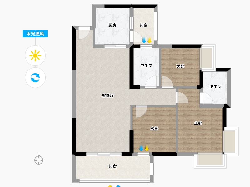 湖南省-衡阳市-合兴清华园-90.04-户型库-采光通风