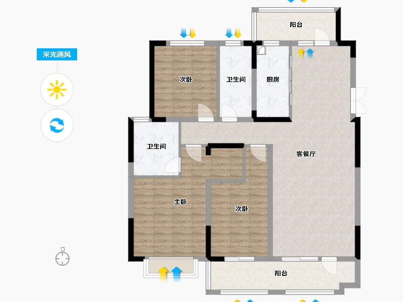 山东省-临沂市-万城花开-127.00-户型库-采光通风