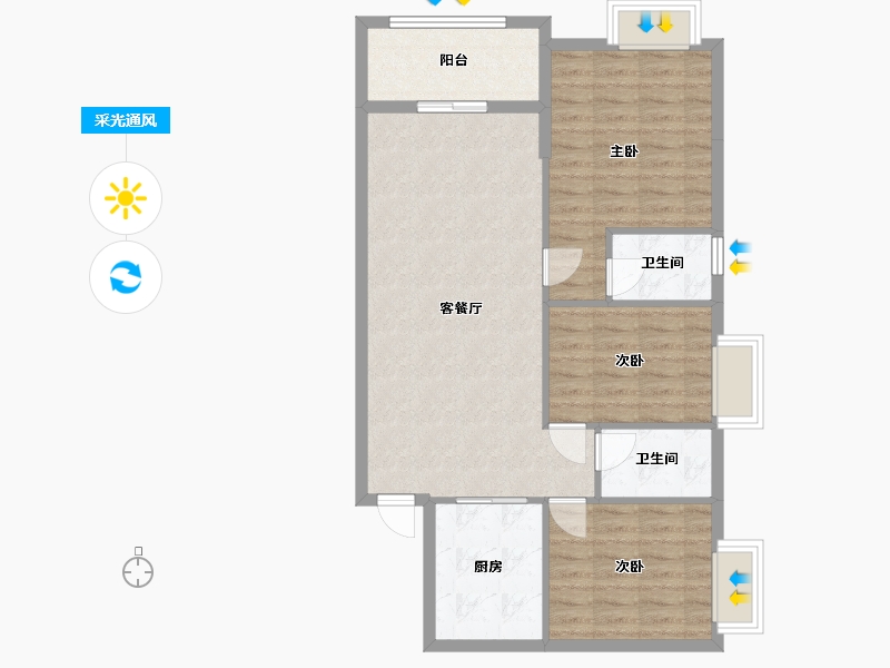 福建省-泉州市-新华小区-83.20-户型库-采光通风