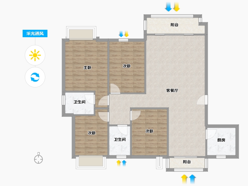 福建省-泉州市-西宅小区-120.00-户型库-采光通风