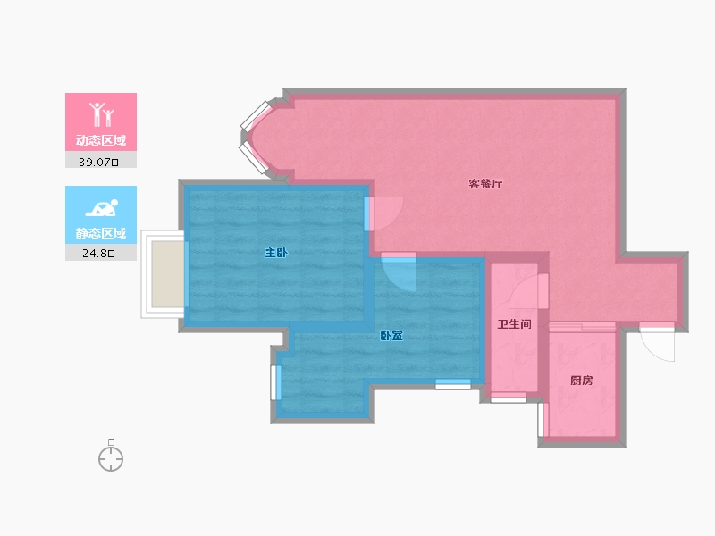 河北省-石家庄市-金谈固家园地坛园-65.52-户型库-动静分区