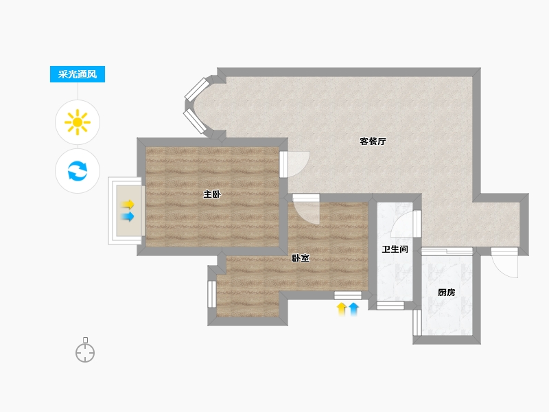 河北省-石家庄市-金谈固家园地坛园-65.52-户型库-采光通风