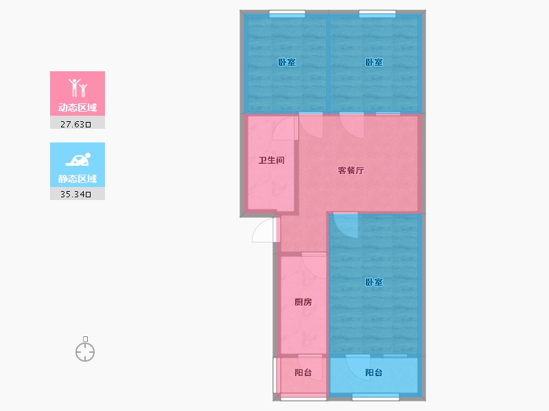 北京-北京市-同兴园小区-70.26-户型库-动静分区