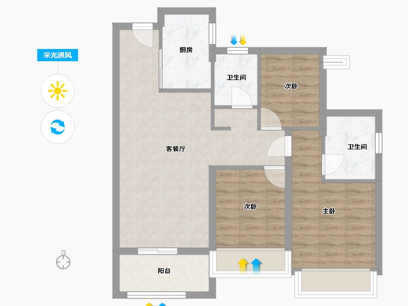 广东省-深圳市-佳兆业樾伴山-69.30-户型库-采光通风