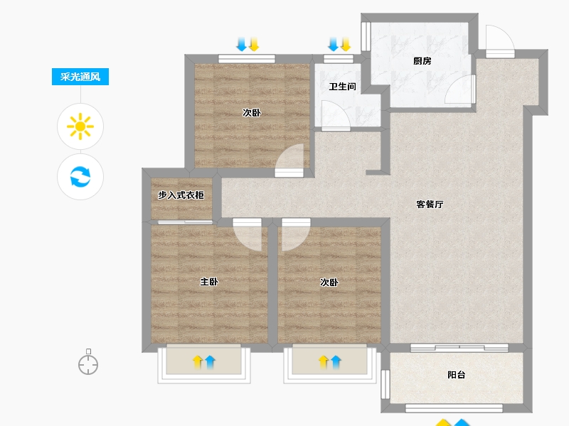 河北省-沧州市-新城悦隽风华-78.00-户型库-采光通风