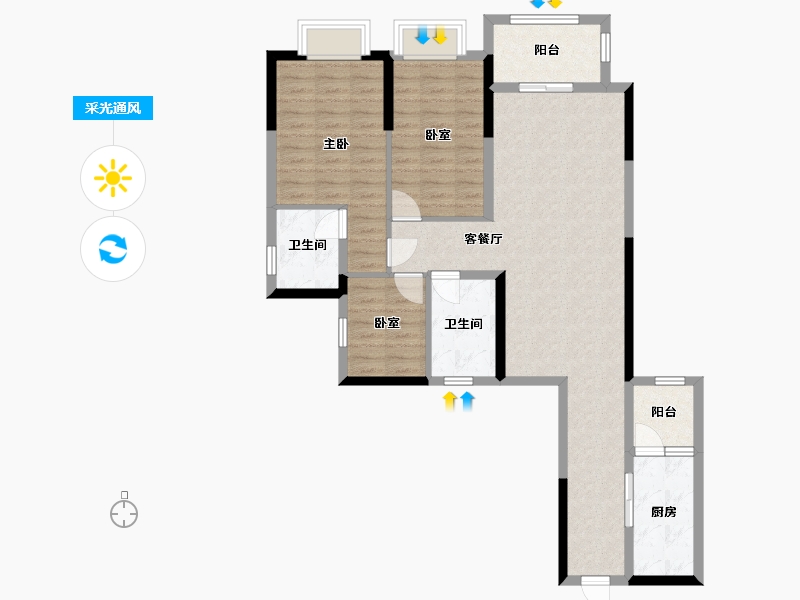 重庆-重庆市-实地・蔷薇国际3期-81.48-户型库-采光通风