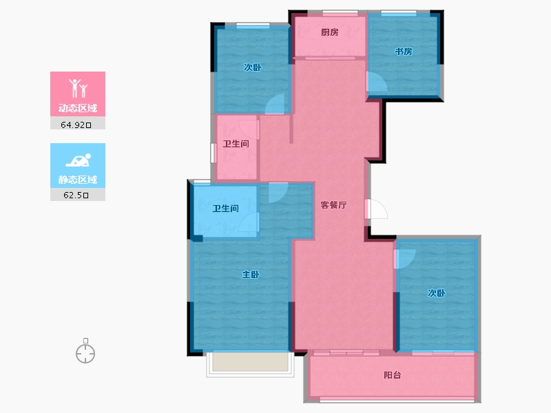 山东省-菏泽市-珠光国宾府-115.12-户型库-动静分区