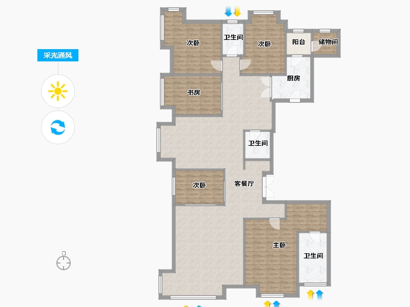 天津-天津市-龙亭家园-178.40-户型库-采光通风