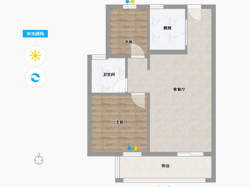 浙江省-宁波市-海风四季-56.00-户型库-采光通风