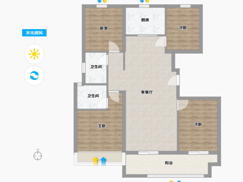 河南省-济源市-德鸿迎宾府-101.82-户型库-采光通风