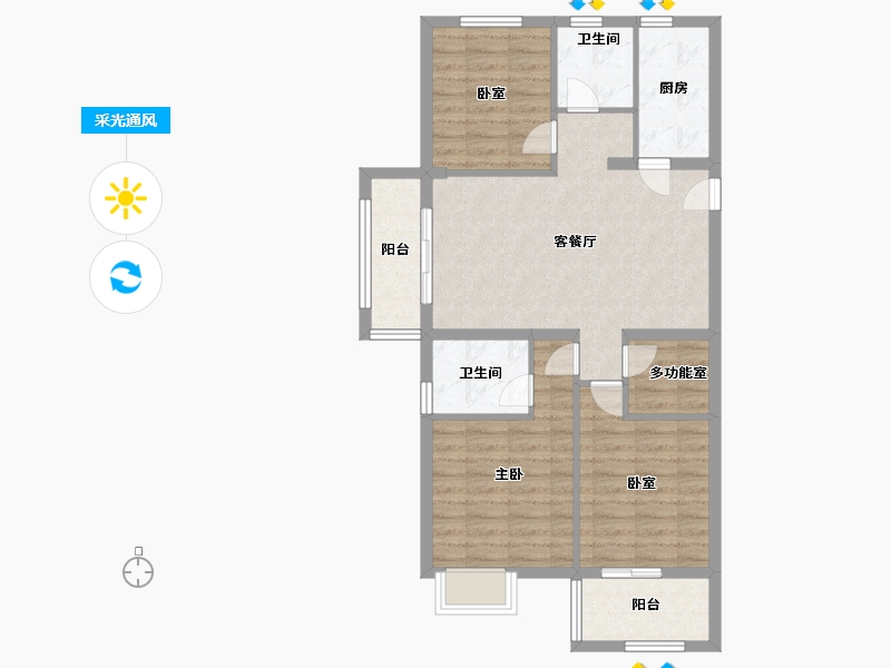 福建省-福州市-世茂东望-84.00-户型库-采光通风